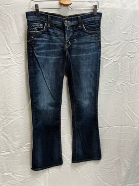 David Kahn Dark Indigo Jeans with Gold Stitching Size 29
